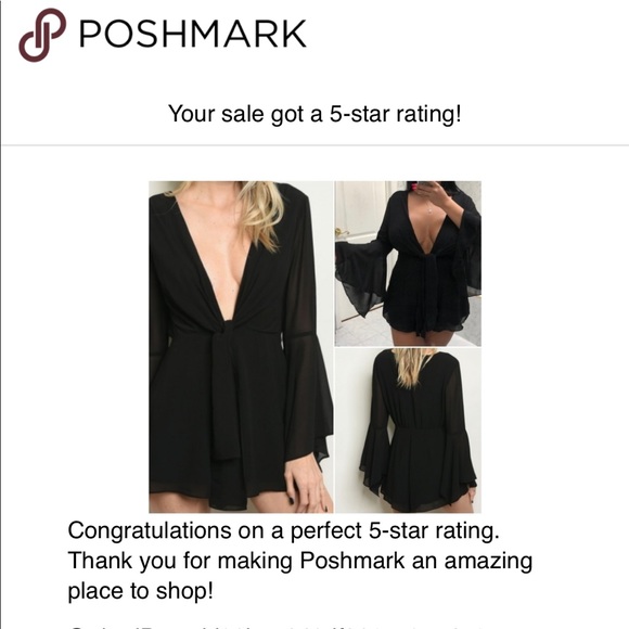 Last 1! BLACK BELL SLEEVE ROMPER - Picture 4 of 8